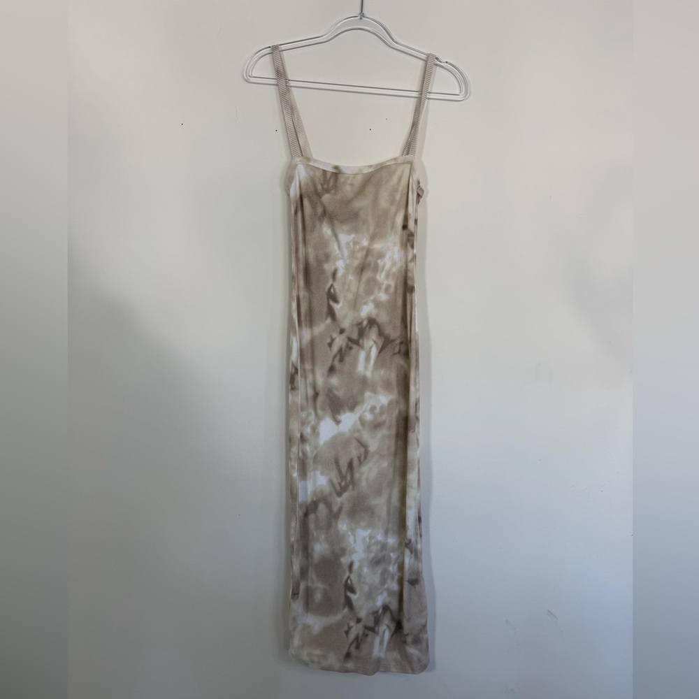 Zara Womens Ribbed Sleeveless Midi Bodycon Dress Elegant Tie-Dye Maxi Size S